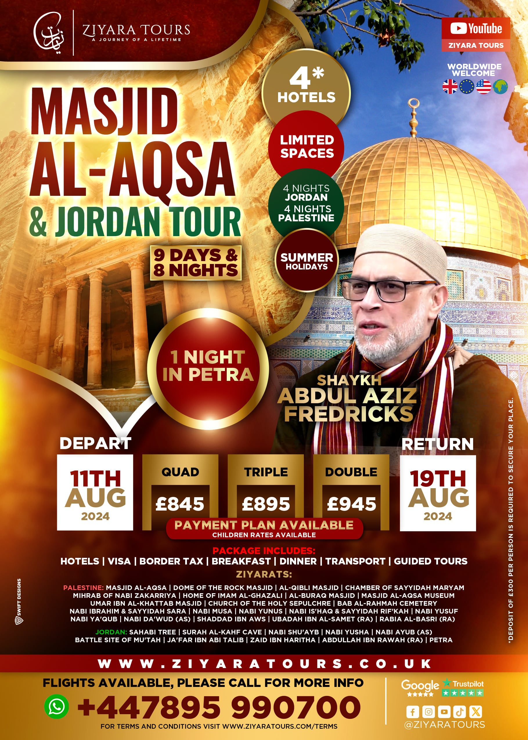 Masjid Al-Aqsa & Jordan, Aug Tour (Summer Holidays) - Ziyara Tours ...