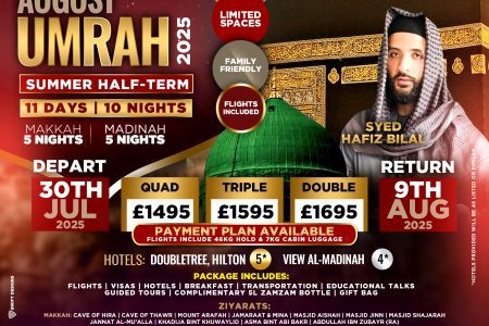 Umrah Tour, August (Summer Holidays)