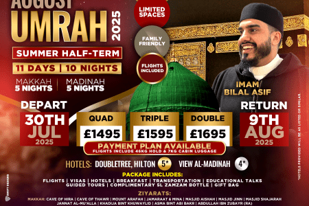 Umrah Tour, August (Summer Holidays)