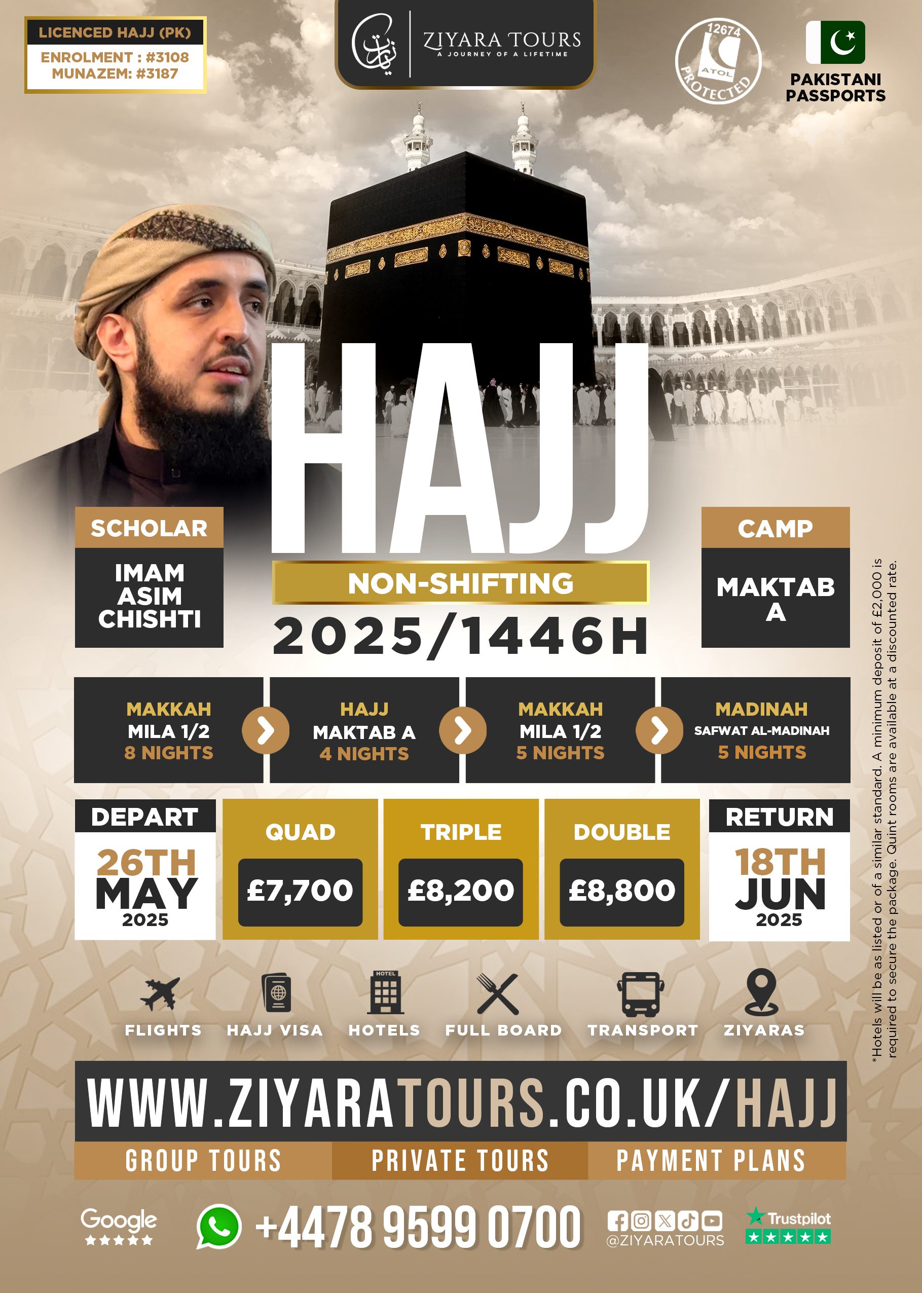 Hajj 2025, Maktab A (22/23 Nights)